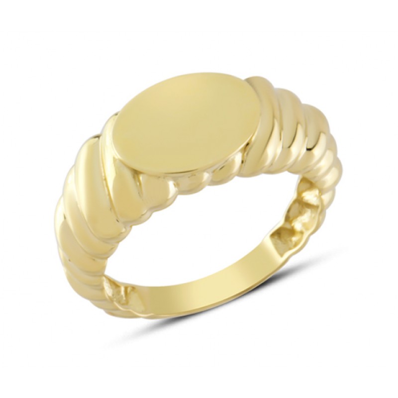 14 Ayar Altın Sarmal Plaka Yüzük YZK332