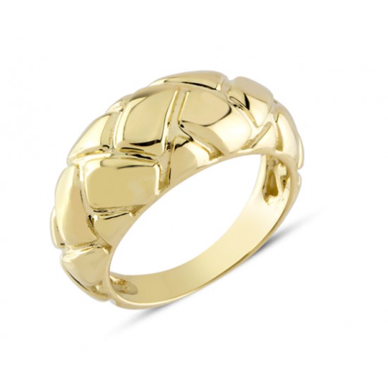 14 Ayar Altın Taşlı Kesik Kesik Yüzük YZK334