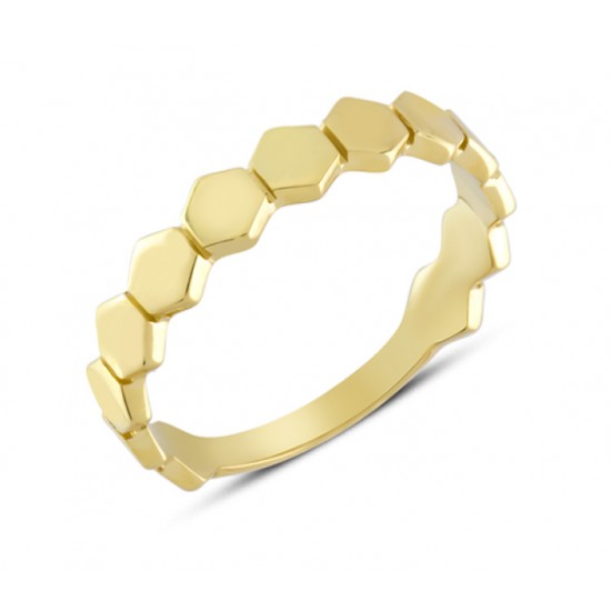 14 Ayar Altın Mini Altıgen Yüzük YZK335