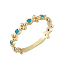 14 Ayar Altın Mini Mavi Taşlı Yüzük YZK342