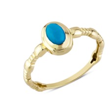 14 Ayar Altın Sıvamalı Mavi Taşlı Yüzük YZK343
