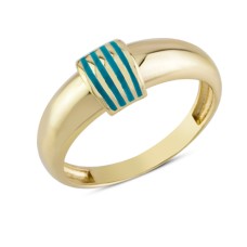 14 Ayar Altın Mavi Mineli Siyah Yüzük YZK347