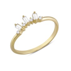 14 Ayar Altın Üç Baget Taşlı Yüzük YZK351