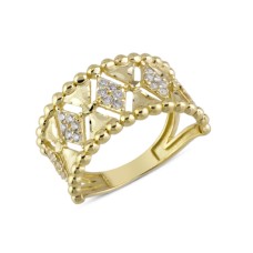 14 Ayar Altın Sıralı Üçgen Yüzük YZK352