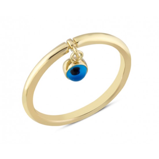 14 Ayar Altın Sallantılı Göz Boncuğu Yüzük YZK356