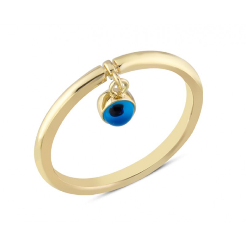14 Ayar Altın Sallantılı Göz Boncuğu Yüzük YZK356