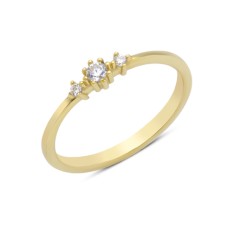 14 Ayar Altın Üç Mini Taşlı Yüzük YZK358
