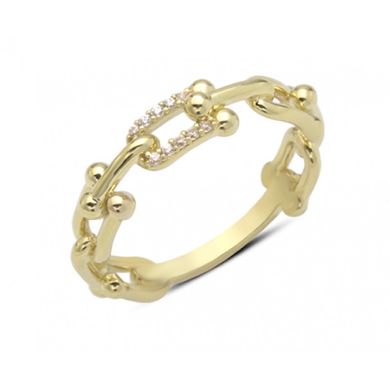 14 Ayar Altın İç İçe Kilit Yüzük YZK359