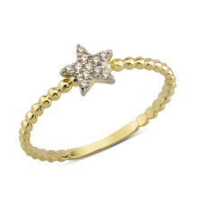 14 Ayar Altın Yıldız Taşlı Yüzük YZK036
