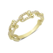 14 Ayar Altın Taşlı İç İçe Kilit Yüzük YZK0362