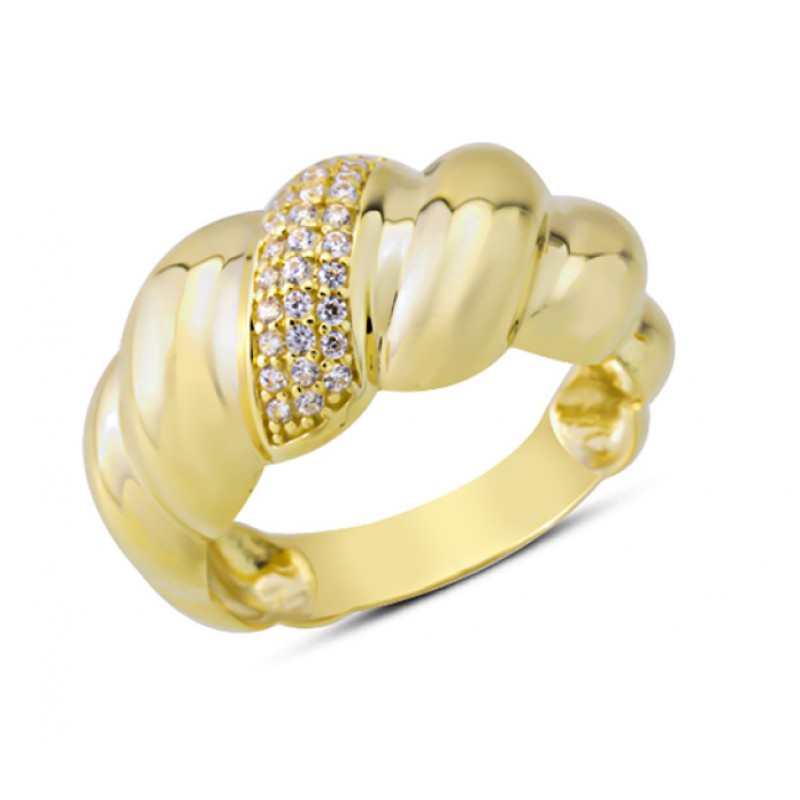 14 Ayar Altın Orta Taşlı Sarmal Yüzük YZK365