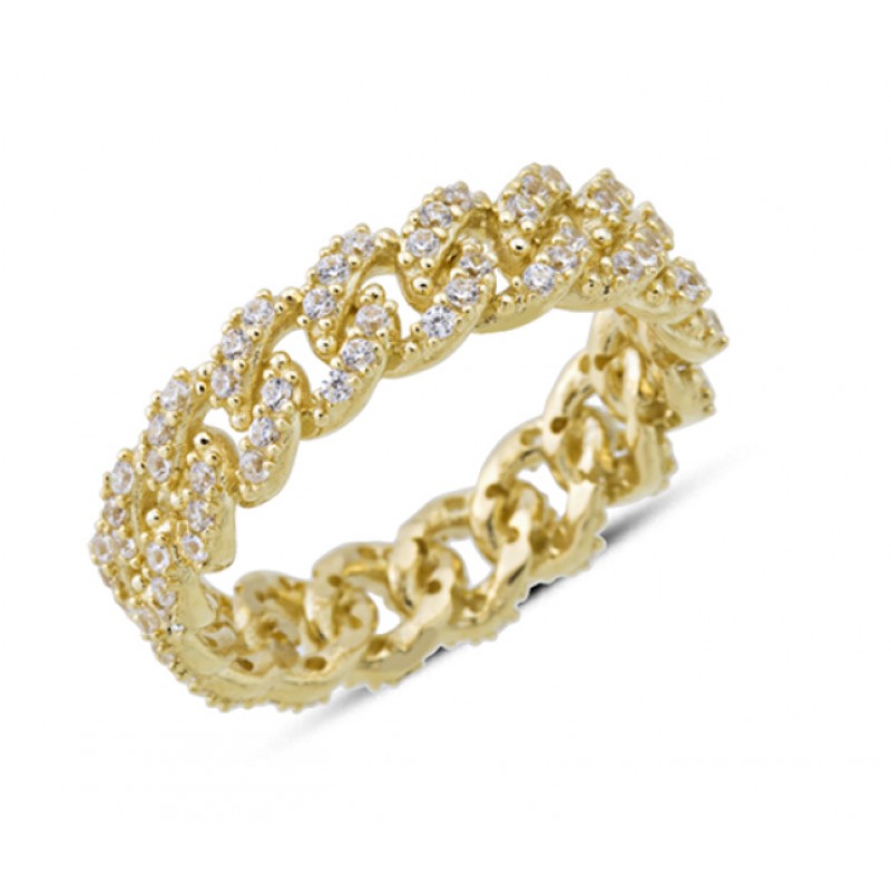 14 Ayar Altın Taşlı Zincir Yüzük YZK368