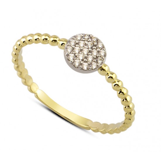 14 Ayar Altın Yuvarlak Taşlı Yüzük YZK037 14 Ayar Altın Yuvarlak Taşlı Yüzük YZK037