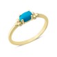 14 Ayar Altın Mavi Oval Taşlı Yüzük YZK374A