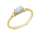 14 Ayar Altın Beyaz Oval Taşlı Yüzük YZK374B