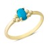 14 Ayar Altın Mavi Oval Taşlı Top Yüzük YZK375A