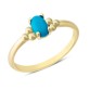 14 Ayar Altın Mavi Oval Taşlı Top Yüzük YZK375A