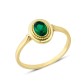 14 Ayar Altın Sıvamalı Yeşil Taşlı Yüzük YZK376B