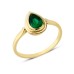 14 Ayar Altın Sıvamalı Yeşil Damla Taşlı Yüzük YZK378C