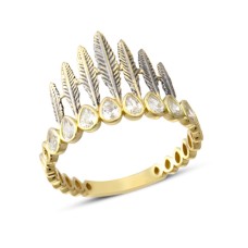 14 Ayar Altın Tüy Başlıklı Taşlı Yüzük YZK386