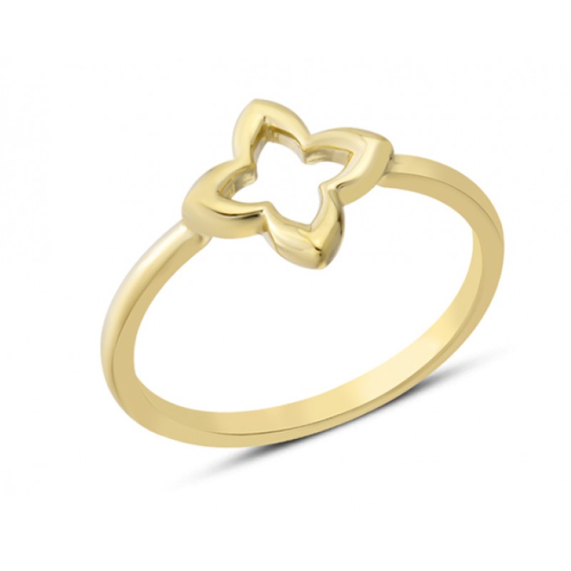 14 Ayar Altın Taşsız Çiçek Model Yüzük YZK389