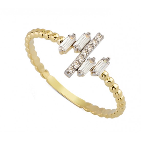 14 Ayar Altın Sıralı Baget Yüzük YZK039