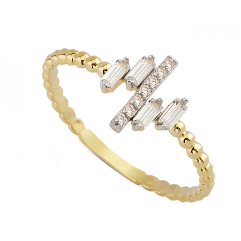 14 Ayar Altın Sıralı Baget Yüzük YZK039