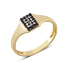 14 Ayar Altın Etrafı Siyah Taşlı Yüzük YZK396