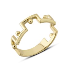 14 Ayar Altın Taşsız Geometrik Yüzük YZK397