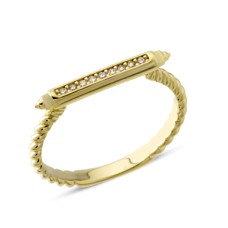 14 Ayar Altın Tek Sıra Taşlı Yüzük YZK409