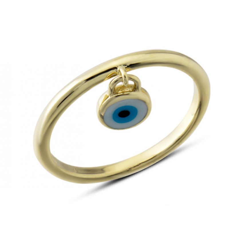 14 Ayar Altın Sallantılı Göz Boncuklu Yüzük YZK411