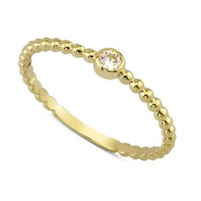 14 Ayar Altın Top Kollu Tektaş Yüzük YZK046