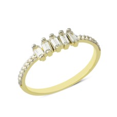 14 Ayar Altın Yan Taşlı Baget Yüzük YZK051