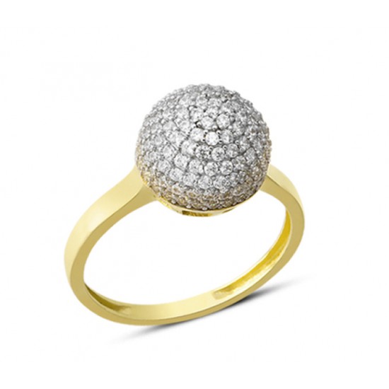14 Ayar Altın Pave Taşlı Yüzük YZK052