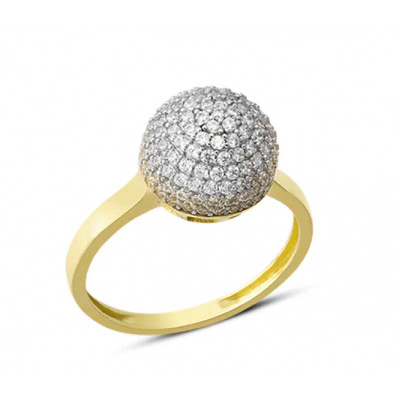 14 Ayar Altın Pave Taşlı Yüzük YZK052