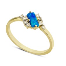 14 Ayar Altın Karışık Mavi Taşlı Yüzük YZK058B