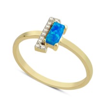 14 Ayar Altın Karışık Mavi Taşlı Yüzük YZK059B