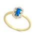 14 Ayar Altın Mavi Taşlı Altıgen Yüzük YZK060B