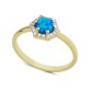 14 Ayar Altın Mavi Taşlı Altıgen Yüzük YZK062B