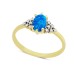 14 Ayar Altın Mavi Oval Taşlı Yüzük YZK063B