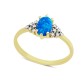 14 Ayar Altın Mavi Oval Taşlı Yüzük YZK063B