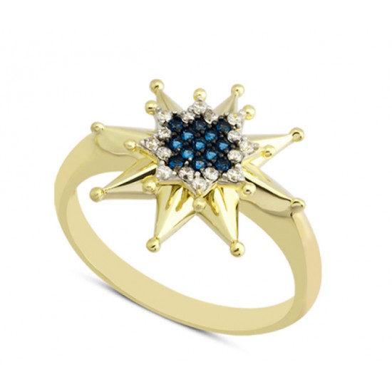 14 Ayar Altın Siyah Taşlı Yıldız Model Yüzük YZK066A 14 Ayar Altın Siyah Taşlı Yıldız Model Yüzük YZK066A