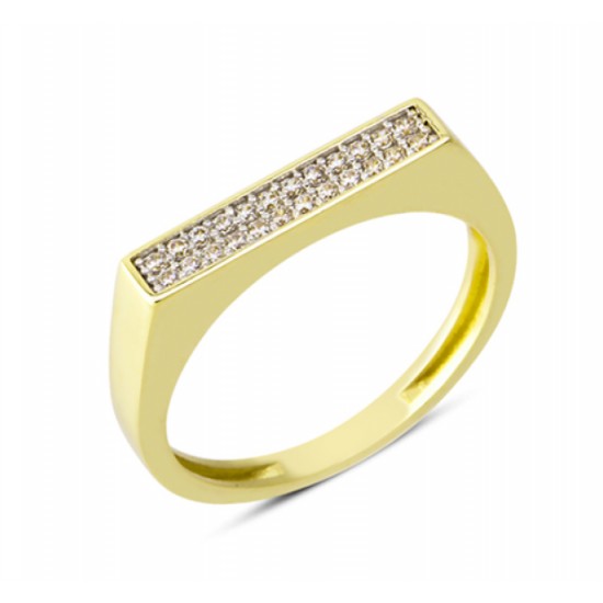 14 Ayar Altın Çift Sıra Taşlı Yüzük YZK071