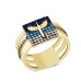 14 Ayar Altın Mavi Taşlı Mikail Kılıcı Yüzük YZK075A
