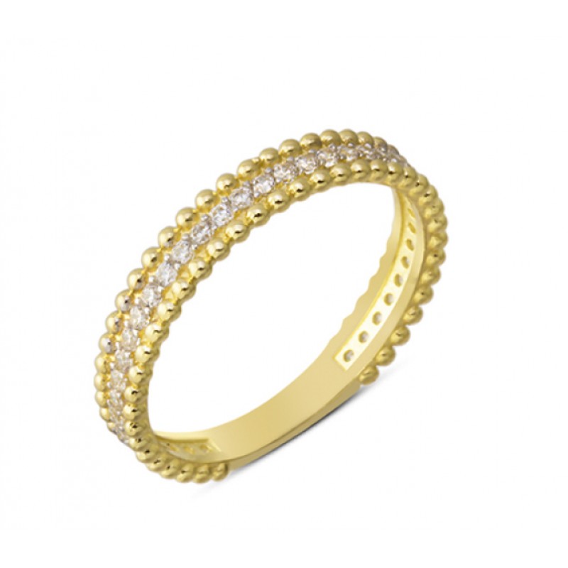 14 Ayar Altın Mini Taşlı Top Yüzük YZK081A