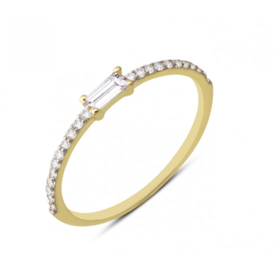 14 Ayar Altın Baget Taşlı Yüzük YZK083A