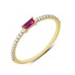 14 Ayar Altın Pembe Baget Taşlı Yüzük YZK083B