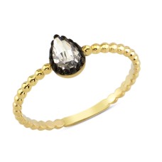 14 Ayar Altın Damla Taşlı Minimal Yüzük YZK086