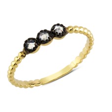 14 Ayar Altın Üç Taş Minimal Yüzük YZK088