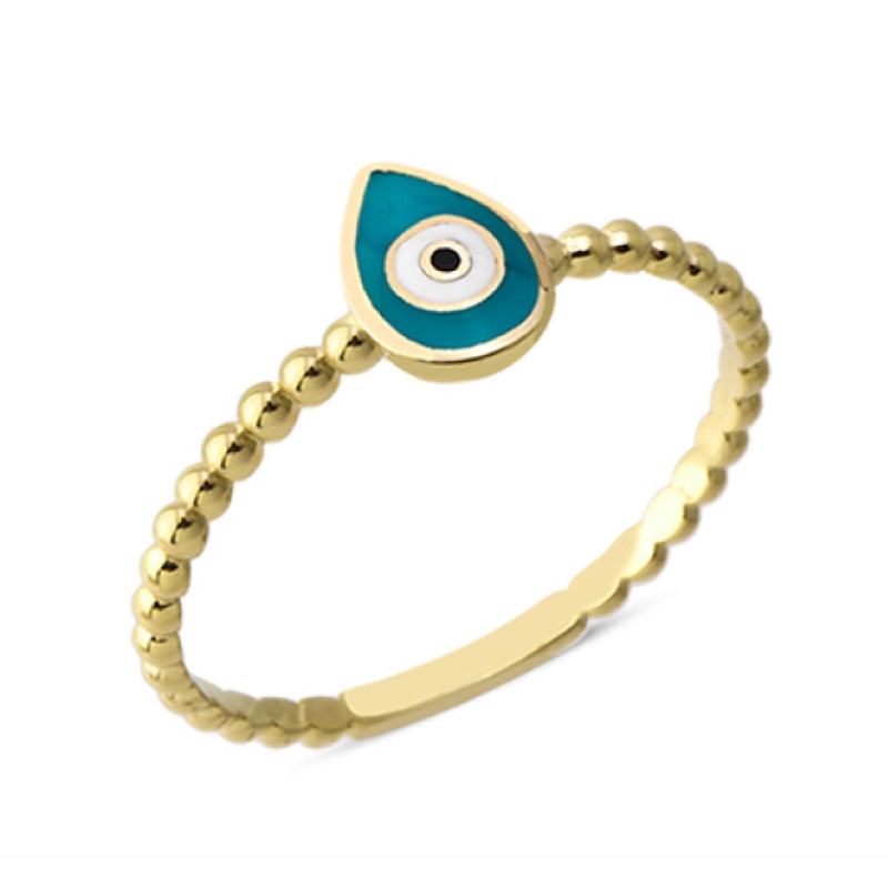 14 Ayar Altın Mineli Damla Göz Yüzük YZK090A 14 Ayar Altın Mineli Damla Göz Yüzük YZK090A